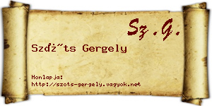 Szőts Gergely névjegykártya